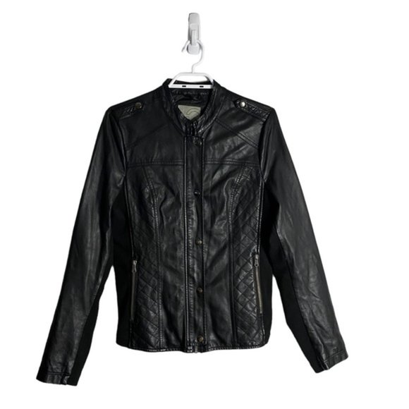 Warehouse One Women's Black Faux Leather Moto Jacket - Picture 1 of 10